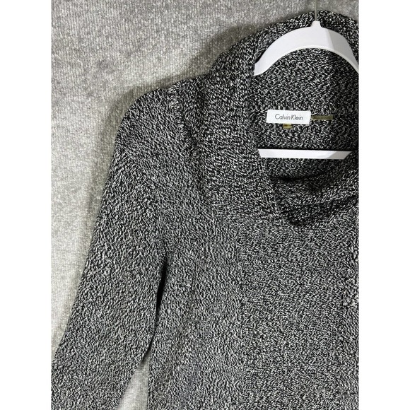 Calvin Klein Knit Cowl Neck Long Sleeve Pullover Sweater Women Small Black White - Picture 7 of 15